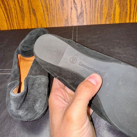 L'Amour Des Pieds Baley Black Suede Slip On Wedge Heel Loafers - Size 8M - Picture 9 of 9